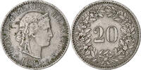 Switzerland 20 Rappen Libertas, Bern, Nickel, KM:29 -
