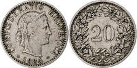 Switzerland 20 Rappen Libertas, Bern, Nickel, KM:29 -