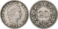 Switzerland 20 Rappen Libertas, Bern, Nickel, KM:29 -