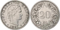 Switzerland 20 Rappen Libertas, Bern, Nickel, KM:29 -