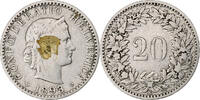 Switzerland 20 Rappen Libertas, Bern, Nickel, KM:29 -