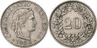 Switzerland 20 Rappen Libertas, Bern, Copper-nickel, KM:29a -