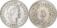 Switzerland 5 Rappen Libertas, Bern, Copper-nickel, KM:26 -