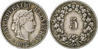 Switzerland 5 Rappen Libertas, Bern, Copper-nickel, KM:26 -