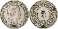Switzerland 5 Rappen Libertas, Bern, Copper-nickel, KM:26 -