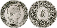 Switzerland 5 Rappen Libertas, Bern, Copper-nickel, KM:26 -