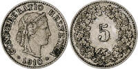 Switzerland 5 Rappen Libertas, Bern, Copper-nickel, KM:26 -