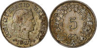 Switzerland 5 Rappen Libertas, Bern, Copper-nickel, KM:26 -