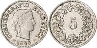 Switzerland 5 Rappen Libertas, Bern, Copper-nickel, KM:26 -