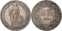 Switzerland 2 Francs Helvetia, Bern, Silver, KM:21 -