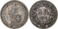 Switzerland 2 Francs Helvetia, Bern, Silver, KM:21 -