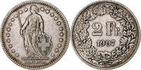 Switzerland 2 Francs Helvetia, Bern, Silver, KM:21 -