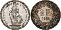 Switzerland 2 Francs Helvetia, Bern, Silver, KM:21 -