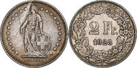 Switzerland 2 Francs Helvetia, Bern, Silver, KM:21 -