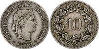 Switzerland 10 Rappen Libertas, Bern, Copper-nickel, KM:27 -