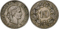 Switzerland 10 Rappen Libertas, Bern, Copper-nickel, KM:27 -