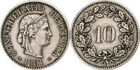 Switzerland 10 Rappen Libertas, Bern, Copper-nickel, KM:27 -
