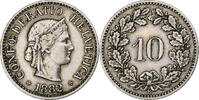 Switzerland 10 Rappen Libertas, Bern, Copper-nickel, KM:27 -