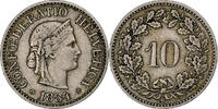Switzerland 10 Rappen Libertas, Bern, Copper-nickel, KM:27 -