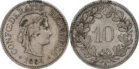 Switzerland 10 Rappen Libertas, Bern, Copper-nickel, KM:27 -