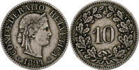 Switzerland 10 Rappen Libertas, Bern, Copper-nickel, KM:27 -