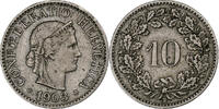 Switzerland 10 Rappen Libertas, Bern, Copper-nickel, KM:27 -