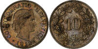 Switzerland 10 Rappen Libertas, Bern, Brass, KM:27 -