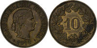 Switzerland 10 Rappen Libertas, Bern, Brass, KM:27 -