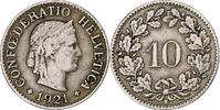 Switzerland 10 Rappen Libertas, Bern, Copper-nickel, KM:27 -