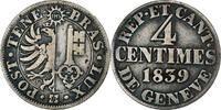 SWISS CANTONS 4 Centimes GENEVA, Billon, KM:127 -