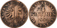 SWISS CANTONS 4 Centimes GENEVA, Billon, KM:127 -