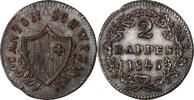 SWISS CANTONS 2 Rappen SCHWYZ, Bern, Billon, KM:62 -