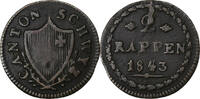 SWISS CANTONS 2 Rappen SCHWYZ, Bern, Copper -