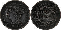 United States Braided Hair Cent Philadelphia, Copper, KM:67 -
