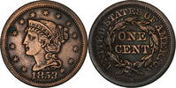 United States Braided Hair Cent Philadelphia, Copper, KM:67 -
