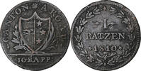 SWISS CANTONS 1 Batz Swiss Cantons, Canton of Aargau, Billon, KM:9 -