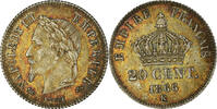 France 20 Centimes Coin, Napoleon III, Bordeaux, Silver -