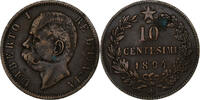 Italy 10 Centesimi Umberto I, Heaton, Copper -