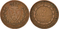 ITALIAN STATES 5 Centesimi Coin, SARDINIA, Carlo Felice, Torino -