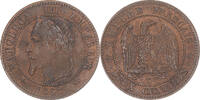 France 2 Centimes Coin, Napoleon III, Bordeaux, Bronze -