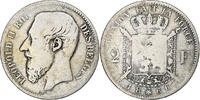 Belgium 2 Francs Leopold II, Brussels, Silver -