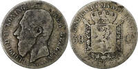 Belgium 50 Centimes Leopold II, Brussels, Silver -