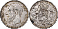 Belgium 5 Francs Leopold II, Brussels, Silver -