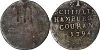 Free city of Hamburg Schilling Free Hanseatic city of Hamburg, Hamburg, Billon -