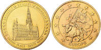 Belgium betaalpenning Europe, Brussels, Grand-Place, Gilt Bronze -