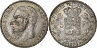 Belgium 5 Francs Leopold II, Brussels, Silver -