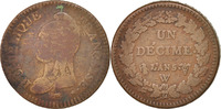France Decime Coin, Dupré, Lille, Bronze, KM:644.11 -