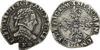1/2 Franc au col plat 1586 Bordeaux Frankreich Henri III, Bordeaux, Silber, S S