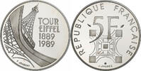 France 5 Francs Tour Eiffel, Paris, BE, Silver, KM:968a -