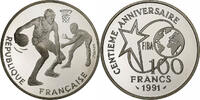France 100 Francs Basket-ball, Dribbleur, Monnaie de Paris, BE, Silver -